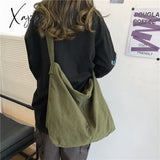 Xajzpa - Shoulder Bag Women Shopper Canvas Tote Female Solid Simple Large Capacity Crossbody Bags