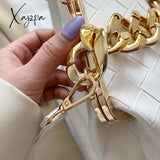 Xajzpa - Shoulder Bags Women 2023 Trend Woven Luxury Designer Handbags Purse Gold Thick Chain