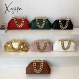 Xajzpa - Shoulder Bags Women 2023 Trend Woven Luxury Designer Handbags Purse Gold Thick Chain