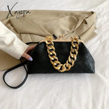 Xajzpa - Shoulder Bags Women 2023 Trend Woven Luxury Designer Handbags Purse Gold Thick Chain