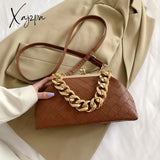 Xajzpa - Shoulder Bags Women 2023 Trend Woven Luxury Designer Handbags Purse Gold Thick Chain