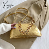 Xajzpa - Shoulder Bags Women 2023 Trend Woven Luxury Designer Handbags Purse Gold Thick Chain