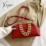 Xajzpa - Shoulder Bags Women 2023 Trend Woven Luxury Designer Handbags Purse Gold Thick Chain