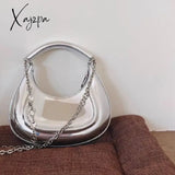 Xajzpa - Silver Glossy Handbags For Women Designer Luxury 2023 New Trend Shoulder Bag Chain Pu