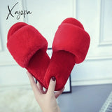 Xajzpa - Simple Casual Women Home Slippers Fashion Fur Open Toe Indoor Winter Flat Non-Slip Keep