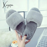 Xajzpa - Simple Casual Women Home Slippers Fashion Fur Open Toe Indoor Winter Flat Non-Slip Keep