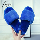 Xajzpa - Simple Casual Women Home Slippers Fashion Fur Open Toe Indoor Winter Flat Non-Slip Keep