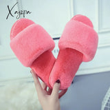 Xajzpa - Simple Casual Women Home Slippers Fashion Fur Open Toe Indoor Winter Flat Non-Slip Keep