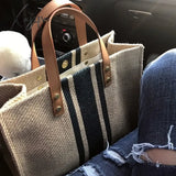 Xajzpa - Simple Fashion Large-Capacity Handbag For Ladies Vintage Striped Tote Female Portable Ol
