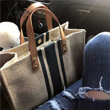 Xajzpa - Simple Fashion Large-Capacity Handbag For Ladies Vintage Striped Tote Female Portable Ol