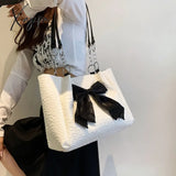 Xajzpa - Simple Tote Bag For Women 2023 Fashion Solid Color Shoulder With Bow Girl Metal Ring