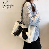 Xajzpa - Simple Tote Bag For Women 2023 Fashion Solid Color Shoulder With Bow Girl Metal Ring