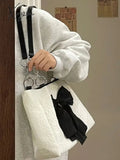 Xajzpa - Simple Tote Bag For Women 2023 Fashion Solid Color Shoulder With Bow Girl Metal Ring