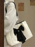 Xajzpa - Simple Tote Bag For Women 2023 Fashion Solid Color Shoulder With Bow Girl Metal Ring