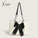 Xajzpa - Simple Tote Bag For Women 2023 Fashion Solid Color Shoulder With Bow Girl Metal Ring