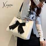 Xajzpa - Simple Tote Bag For Women 2023 Fashion Solid Color Shoulder With Bow Girl Metal Ring