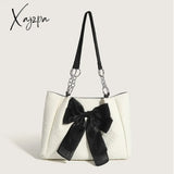 Xajzpa - Simple Tote Bag For Women 2023 Fashion Solid Color Shoulder With Bow Girl Metal Ring