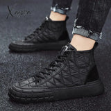 Xajzpa - Size 39-44 Mens Snow Boots Winter Male Martin Botas Lace-Up High Top Shoes Motorcycle