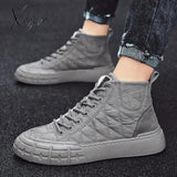 Xajzpa - Size 39-44 Mens Snow Boots Winter Male Martin Botas Lace-Up High Top Shoes Motorcycle