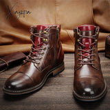 Xajzpa - Size 39~48 Boots Men Brand Fashion Comfortable Winter Boots Leather #AL603C4