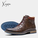 Xajzpa - Size 39~48 Boots Men Brand Fashion Comfortable Winter Leather #Al603C4 Red Brown 635 / 39