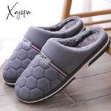 Xajzpa - Size 47-50 Big Slippers Autumn Winter Men’s Cotton Extra Large Home Shoes Warm Men Grey