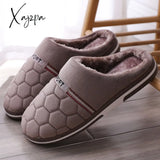 Xajzpa - Size 47-50 Big Slippers Autumn Winter Men’s Cotton Extra Large Home Shoes Warm Men Khaki