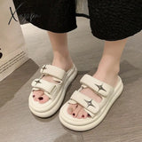 Xajzpa - Slippers For Women 2023 Summer New Fashion Designer Platform Female Solid Color Casual