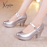 Xajzpa - Small Size 32-43 Medium Block Heel Platform Shoes Women Wedding Red White Fall Mary Jane