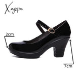 Xajzpa - Small Size 32-43 Medium Block Heel Platform Shoes Women Wedding Red White Fall Mary Jane