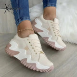 Xajzpa - Sneakers Women Shoes Fashion Tennis High Top Canvas Shoe Lace Up Breathable Casual Running