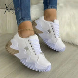 Xajzpa - Sneakers Women Shoes Fashion Tennis High Top Canvas Shoe Lace Up Breathable Casual Running