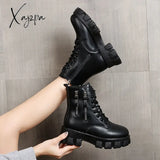 Xajzpa - Snow Boots Women Winter New Plush Velvet Woman Shoes Warm Ankle Thick Cotton Furry Black