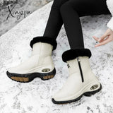 Xajzpa - Snow Boots Women Winter Platform Thigh High Flat Quality Keep Warm Black New Ladies