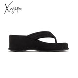 Xajzpa - Soft Faux Suede Platform Sandals Slippers