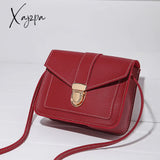 Xajzpa - Solid Color Crossbody Bag Lightweight Buckle Purse Shoulder Bags Red / M Women