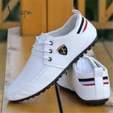 Xajzpa - Solid Color Non-Slip Men Driving Shoes Spring Autumn New Leather Breathable Men’s Peas