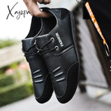 Xajzpa - Solid Color Non-Slip Men Driving Shoes Spring Autumn New Leather Breathable Men’s Peas