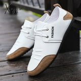 Xajzpa - Solid Color Non-Slip Men Driving Shoes Spring Autumn New Leather Breathable Men’s Peas