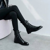 Xajzpa - South Korea 100 British Comfortable Tie Leather Tip Low Heel Martin Boot Woman Flat Bottom