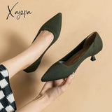 Xajzpa - Spring And Autumn Women’s Large Shoes 2023 High Heels Solid Color Knitted Breathable