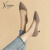 Xajzpa - Spring And Autumn Women’s Large Shoes 2023 High Heels Solid Color Knitted Breathable