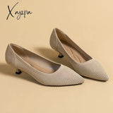 Xajzpa - Spring And Autumn Women’s Large Shoes 2023 High Heels Solid Color Knitted Breathable