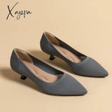 Xajzpa - Spring And Autumn Women’s Large Shoes 2023 High Heels Solid Color Knitted Breathable