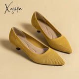 Xajzpa - Spring And Autumn Women’s Large Shoes 2023 High Heels Solid Color Knitted Breathable