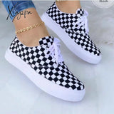 Xajzpa - Spring Autumn Fashion Canvas Shoes Women’s Mix Colors Ladies Lace Up Comfy Casual 43
