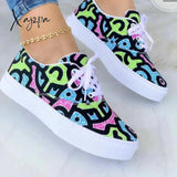 Xajzpa - Spring Autumn Fashion Canvas Shoes Women’s Mix Colors Ladies Lace Up Comfy Casual 43