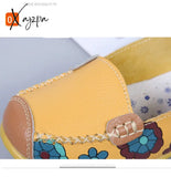 Xajzpa - Spring Autumn Women Flats Genuine Leather Shoes Slip On Ballet Print Woman Moccasins