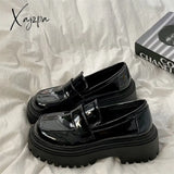 Xajzpa - Spring Leather Shoes For Women Loafers Platform Black Ladies Flats College Style Thick