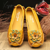 Xajzpa - Spring Leather Shoes Women Flats New Style Flower Genuine Leather Shoes For Female Flats Casual Shoes Woman Loafers